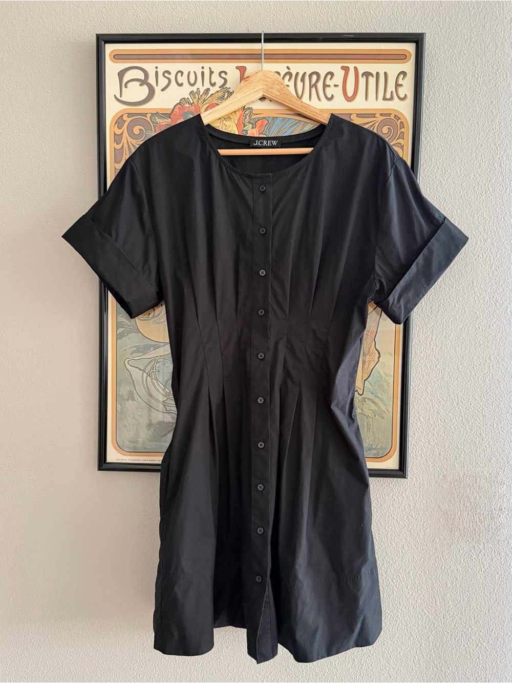 J. Crew Black Short-Sleeve Button-Front Shirt Dress - 10